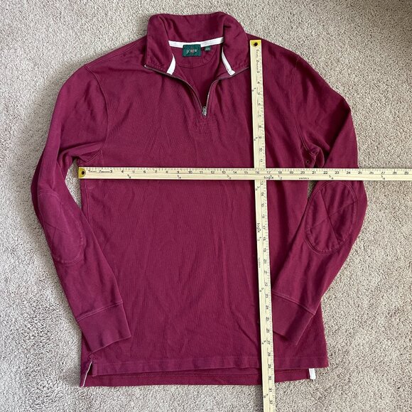 J Crew Reimagined Vintage Inspired 1/4 zip Elbow Patches Mens M TALL Preppy Red - Picture 7 of 9